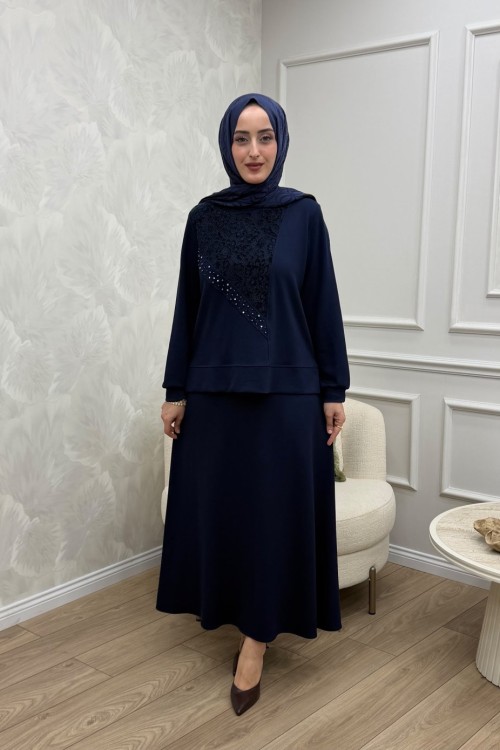 Meryem Etek Takım Lacivert