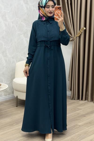 Yüsra Elbise Petrol Mavisi