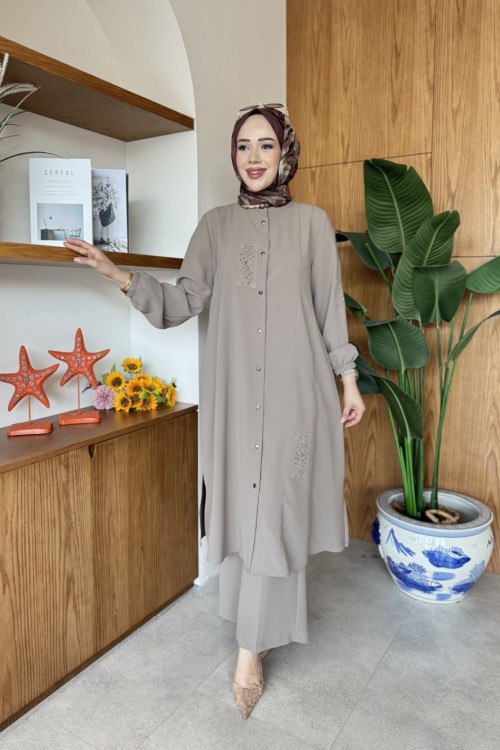 Alara Tunik Takım Taş Rengi