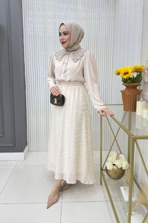 Doğa Etekli Takım Krem