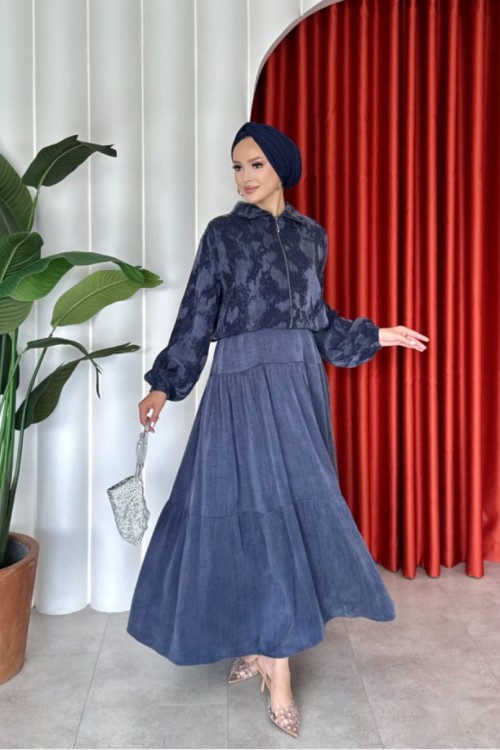 İkbal Elbise Takım Lacivert