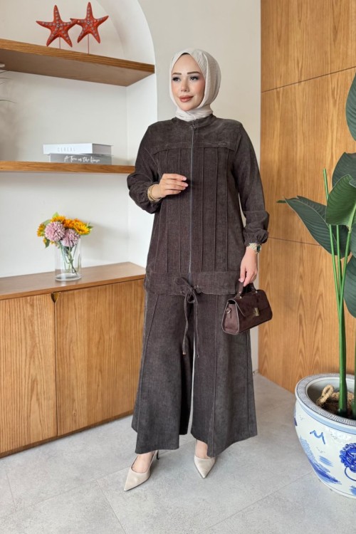 Mimoza Takım Kahverengi