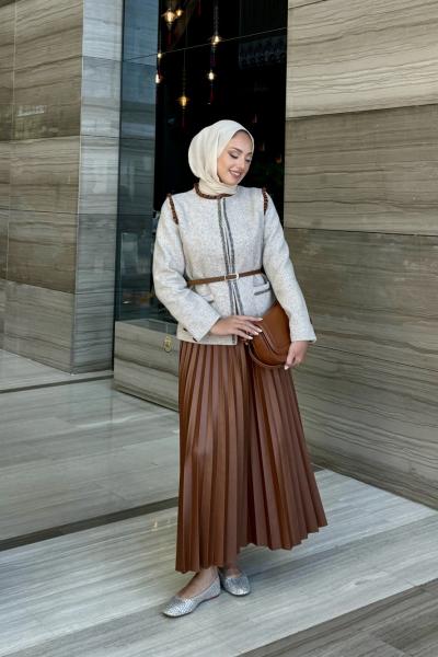 Ayla Etekli Takım Bej