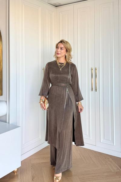 Ayşin Pantolonlu Takım Kahverengi