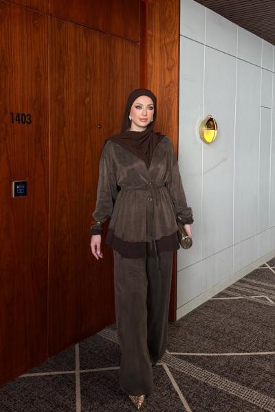 İpek Elbise Acı Kahve