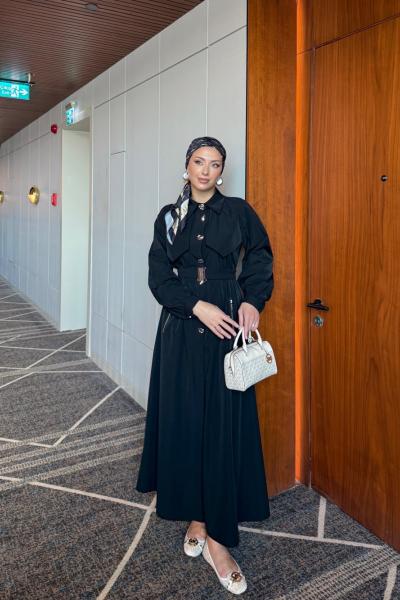 Berna Trenç Elbise Siyah