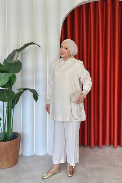 Cansu Pantolonlu Takım Bej