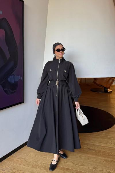 Dilber Trenç Elbise Siyah