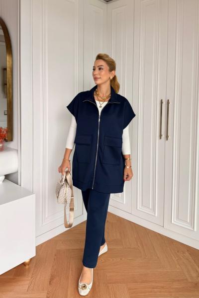 Efsun Pantolonlu Takım Lacivert