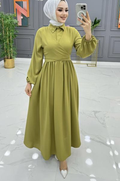 Tutku Elbise Takım Yağ Yeşili