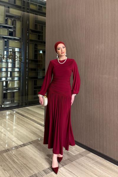 Gizem Elbise Bordo