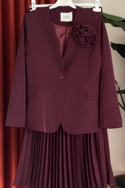 Gözde Etekli Takım Bordo