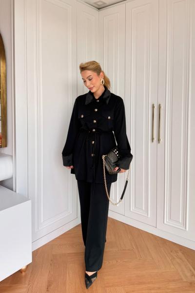 Hande Pantolonlu Takım Siyah