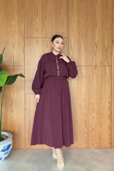 Kıvılcım Mürdüm Etek takım