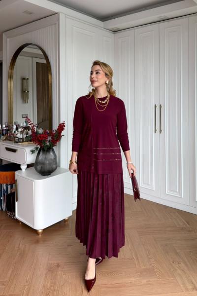 Masal Etekli Takım Bordo