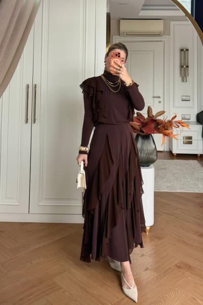 Reyhan Etekli Takım Kahverengi