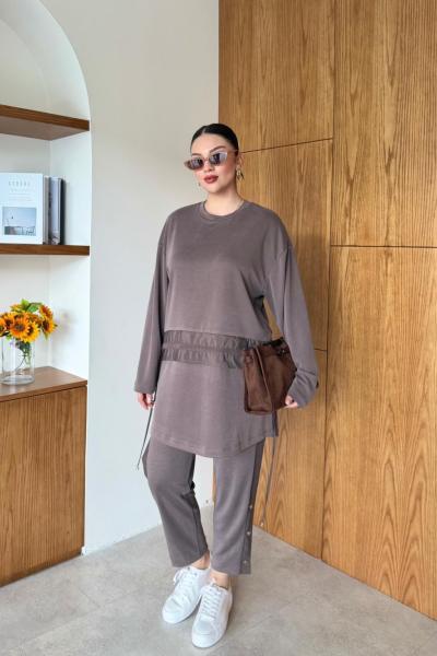 Sönmez Pantolonlu Takım Kahve