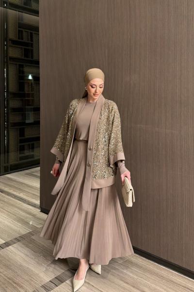 Sündüz Etek Takım Vizon