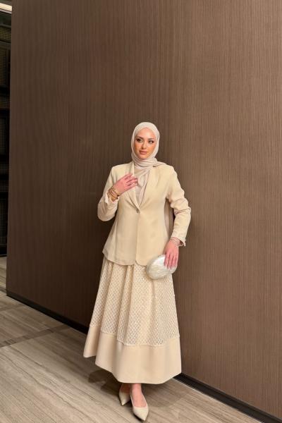 Yasemin Etekli Takım Krem