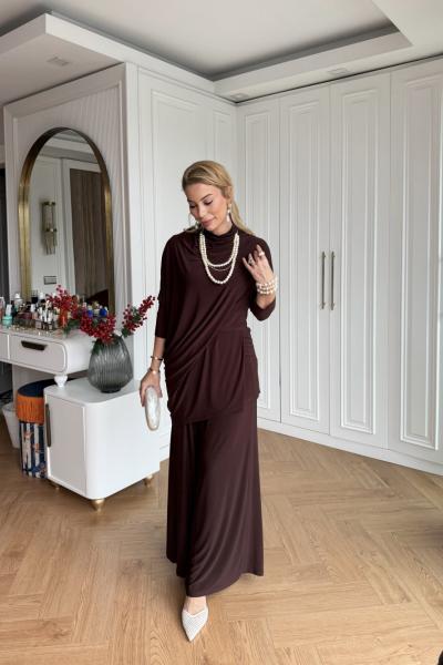 Yonca Pantolon Takım Acı Kahve