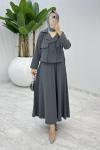 Antrasit Delal Etek Takım Tesettür Giyim