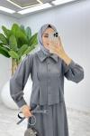 Antrasit Eftelya Etek Takım Tesettür Giyim