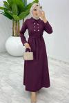 Bordo Premıum Roma Elbise Tesettür Giyim