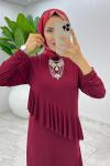Bordo Premium Tijen Elbise Tesettür Giyim