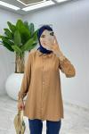 Camel Bağcıklı Gömlek Tesettür Giyim