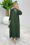 Haki Premium Melek Abaya Takım Tesettür Giyim