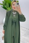 Haki Premium Melek Abaya Takım Tesettür Giyim