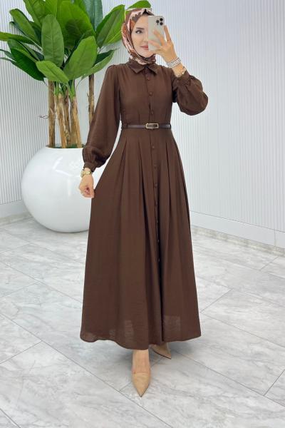 Kahve Demet Elbise Tesettür Giyim