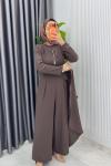 Kahve Kemerli Nalan Tulum Elbise Tesettür Giyim