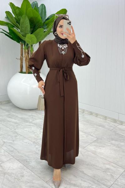Kahve Premıum Alessi Ferace Tesettür Giyim