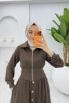 Kahve Şazeli Premium Etek Takım Tesettür Giyim