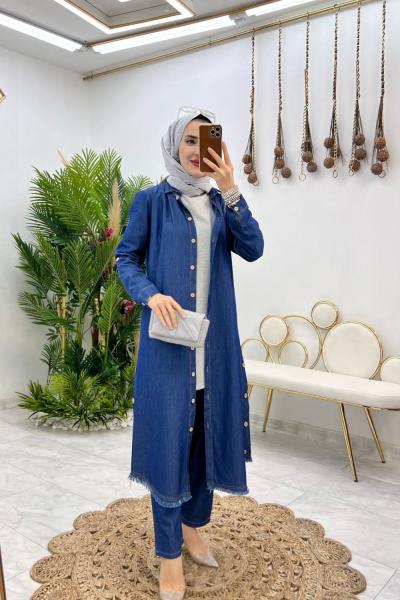 Lacivert İmge Kot Takım Tesettür Giyim
