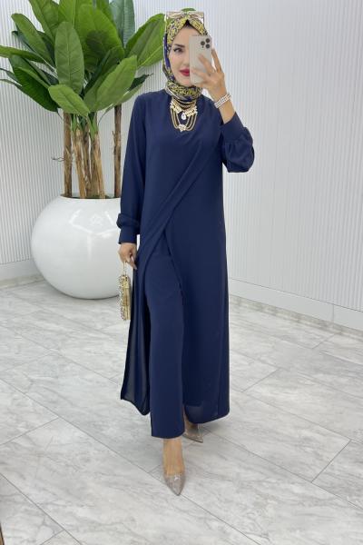 Lacivert Ahum Tasarım Takım Tesettür Giyim