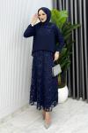 Lacivert Orkide Etek Takım Tesettür Giyim