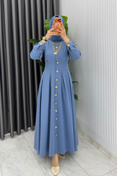 Mavi Premium Asel Elbise Tesettür Giyim