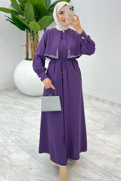 Mürdüm Premium Amor Ferace Tesettür Giyim