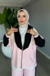 Pembe Başak Takım Genç Kadın Fermuarlı Spor Premium Seri Modal Kumaş Tesettür Giyim
