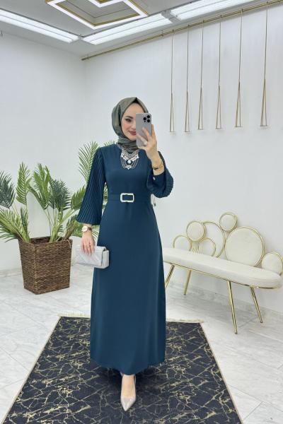 Petrol Hadise Kalem Elbise Tesettür Giyim