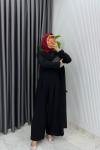 Siyah Kemerli Nalan Tulum Elbise Tesettür Giyim