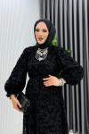 Siyah Lale Elbise Tesettür Giyim