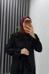 Siyah Mehtap Etek Takım Tesettür Giyim Çilek Kumaş