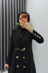 Siyah Naz Takım Premium Seri Tesettür Giyim İç Jile Dış Ferace Ve Kemer