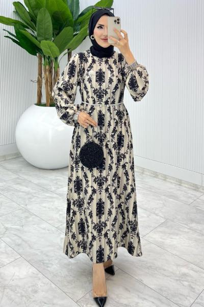 Siyah Nuran Elbise Tesettür Giyim