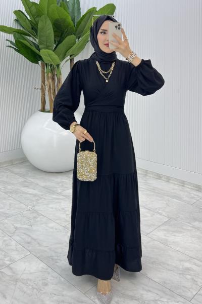 Siyah Premıum Leha Elbise Tesettür Giyim