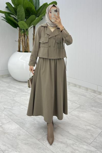 Toprak Delal Etek Takım Tesettür Giyim