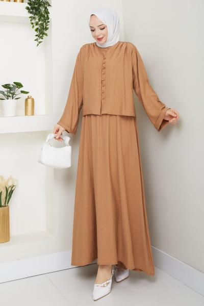Vizon Modadüğme Elbise Takım Tesettür Giyim